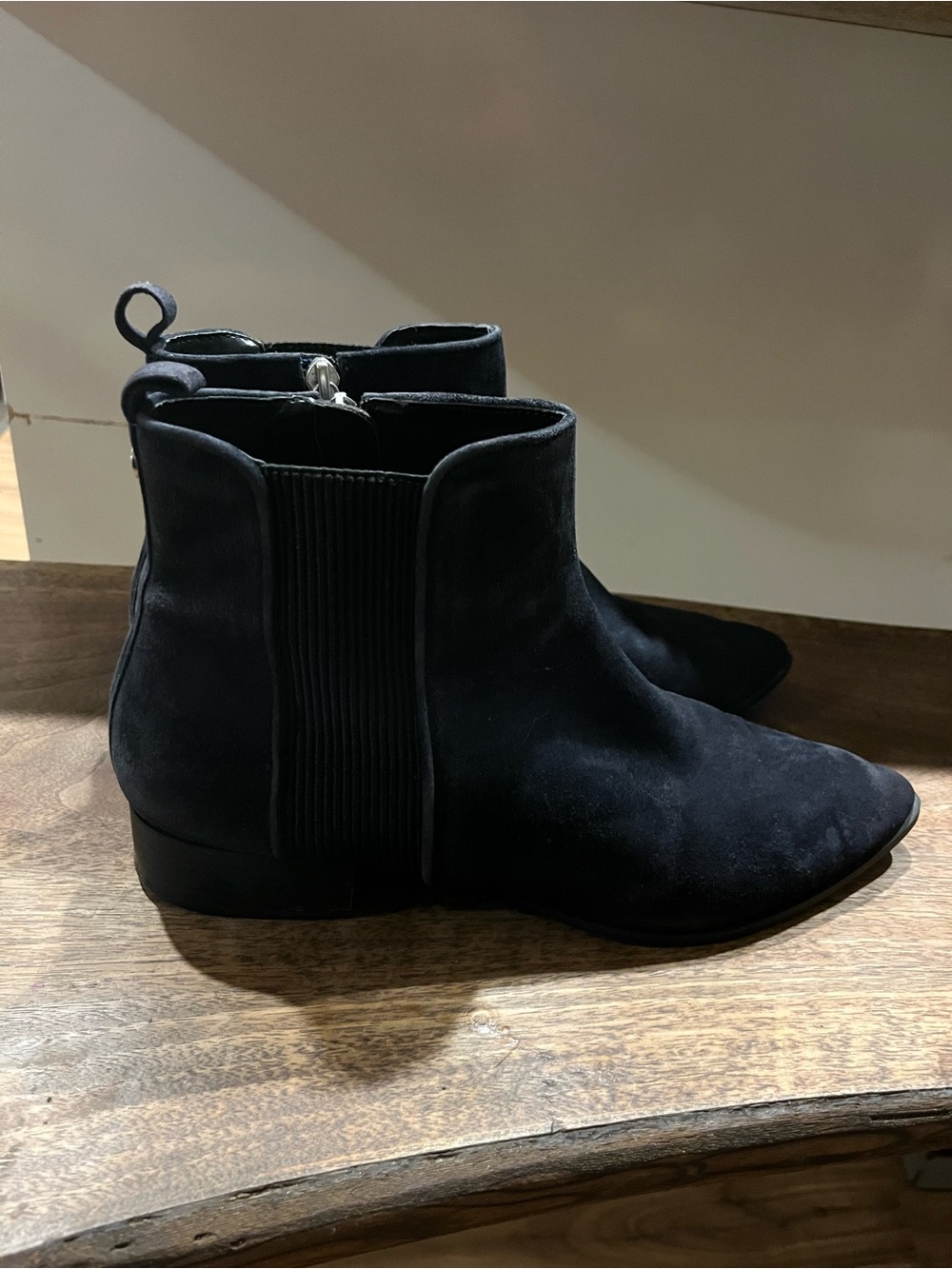 DKNY Navy Suede Chelsea Ankle Boots